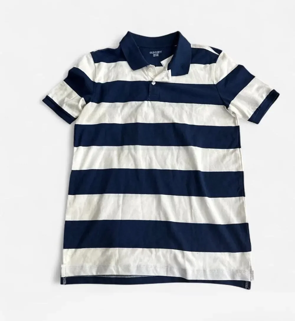 Old Navy Striped Polo Shirt XL (14-16) Blue/White Short Sleeve‎ Collared